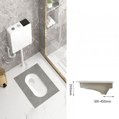 Ensemble de toilette accroupi en céramique sans courbure