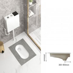 Ensemble de toilette accroupi en céramique sans courbure