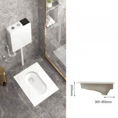 Ensemble de toilette accroupi en céramique sans courbure