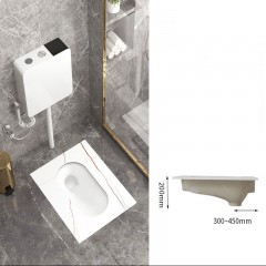 Ensemble de toilette accroupi en céramique sans courbure