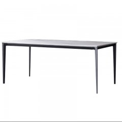 Table à manger en alliage d'aluminium dalle de roche blanc pur