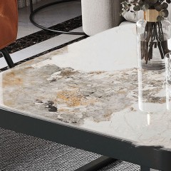 Table basse en verre de dalle de roche de luxe