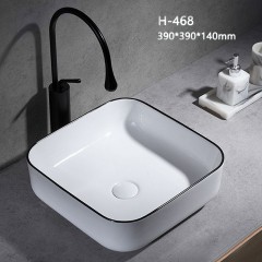 Lavabo en céramique avec bord noir lavabo