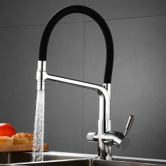 Robinet de cuisine entièrement en cuivre 3 en 1 anti-éclaboussures