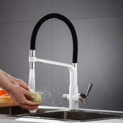 Robinet de cuisine entièrement en cuivre 3 en 1 anti-éclaboussures