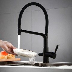 Robinet de cuisine entièrement en cuivre 3 en 1 anti-éclaboussures