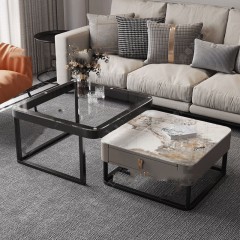 Table basse en verre de dalle de roche de luxe