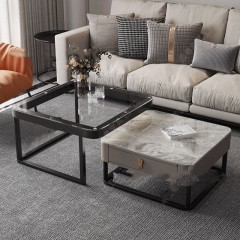 Table basse en verre de dalle de roche de luxe