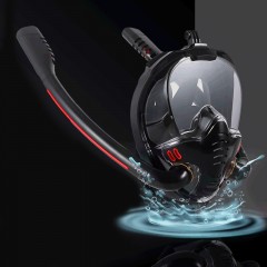 Masque de plongée en apnée à double tube en silicone plein visage