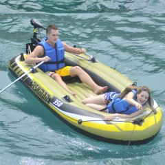 JILONG Bateau gonflable Canoë-kayak  (bateau 2 places + palettes en plastique + pompe à main) résistant aux inondations et résistant à l'usure