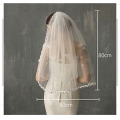 V633 voile de mariée à double voile de mariage à deux niveaux bord