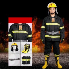 SANQIAN Combinaison de lutte contre l'incendie Set de cinq pièces split noir ignifuge polyester-coton