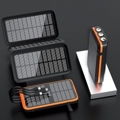 Alimentation solaire  mobile sans fil à charge rapide avec son propre câble pliable (nuancier de couleur manquant)