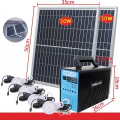 YOBOLIFE Système d'énergie solaire complet double panneau solaire Bluetooth  lampe ampoules  solaires