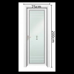 Porte de salle de bain en alliage d'aluminium et verre trempé
