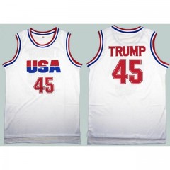 Maillot de basket-ball blanc taille 45 avec maille brodée