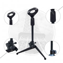 Support microphone relevable à trois pieds en alliage de zinc