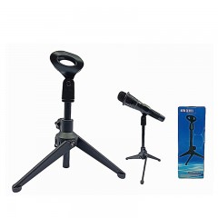 Support de microphone de bureau à trois pieds pivotable pliable et portable
