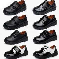 Chaussure noire en cuir pour enfants en cuir artificiel avec  semelle en caoutchouc