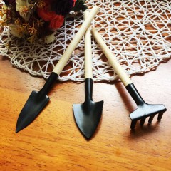 RONGXIN Outils de jardin 3 pièces mini manche en bois en acier