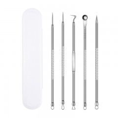 Outils de beauté Ensemble de 5 pièces en acier inoxydable pour l'élimination de l'acné et des points noirs