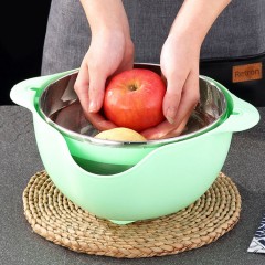 Bassine avec  passeoire intégrée double couche  en acier inoxydable