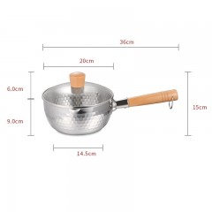 Casserole de style japonais manche en bois en acier inoxydable