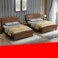 Lit double en bois massif moderne et minimaliste