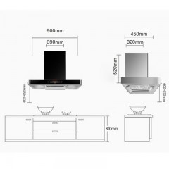 Hotte de cuisinière à aspiration supérieure DC convertisseur de fréquence