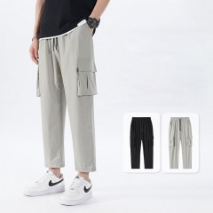 Pantalon droit stretch en soie de glace Pantalon décontracté