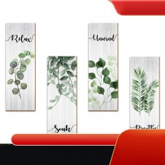 Pendentif mural en bois décoratif vert à motif de plantes
