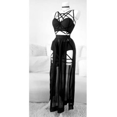 Lingerie 3 pièces sangle sarong noir