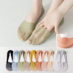 Chaussettes femmes respirantes maille glace soie légère antidérapante anti-talon