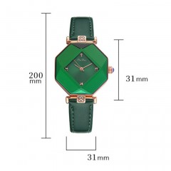 Montres pour femmes losange miroir bracelet en cuir véritable alliage de zinc
