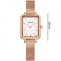 Montres dames cadran carré bracelet en métal imperméable