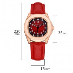 Montre pour femmes avec diamants bracelet en cuir véritable chiffres romains