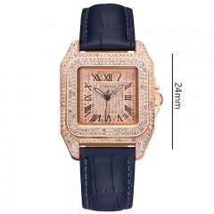 Montre pour dames avec diamant cadran carré quartz imperméable