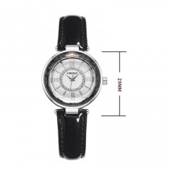 Montres dames chiffres romains bracelet en cuir brillant quartz imperméable
