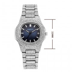 montre en acier bracelet plein anneau avec diamant imperméable