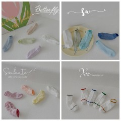 Set de 5 pièces de chaussettes pour enfants respirantes maille cartoon imprimé coton