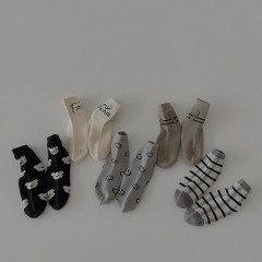Set de 5 pièces de chaussettes pour enfants en coton de dessin animé respirant