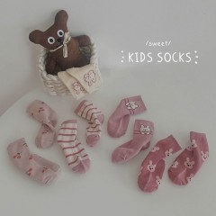 Set de cinq pièces de chaussettes pour enfants bande dessinée mignonne coton rayures