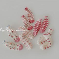 Set de 5 pcs de chaussettes pour enfants en coton imprimé rayé