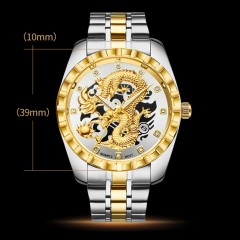 Montres pour les hommes Dragon modèle en or avec diamants bracelet en acier étanche