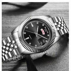 Montres pour hommes or quartz bracelet en acier
