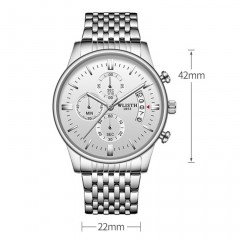 Montre à quartz pour hommes brillant bracelet en acier étanche