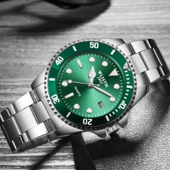 Montres pour hommes en acier lumineux avec quartz