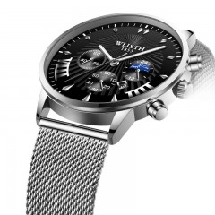 WLISTH Montres hommes aiguilles en acier lumineux avec boucle ardillon