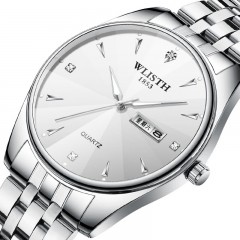 WLISTH montres pour hommes bracelet en acier/bracelet en cuir lumineuse pyramide châtaigne d'eau coupe miroir en verre