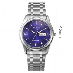 WLISTH montres pour hommes en acier inoxydable double calendrier cadran affichage lumineux